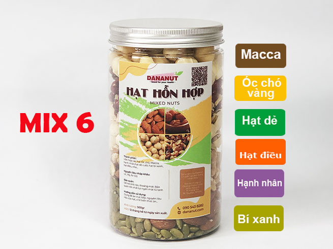 mix 6 loại hạt óc chó vàng